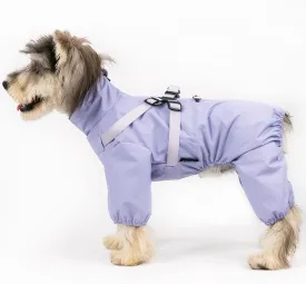 Four Legged Dog Raincoat for Small Medium Dogs, Four Legs Waterproof Dog Rain Coat with Harness Built in, Puppy Rain Jacket with Back Zipper for Easy Dressing (Purple, M)