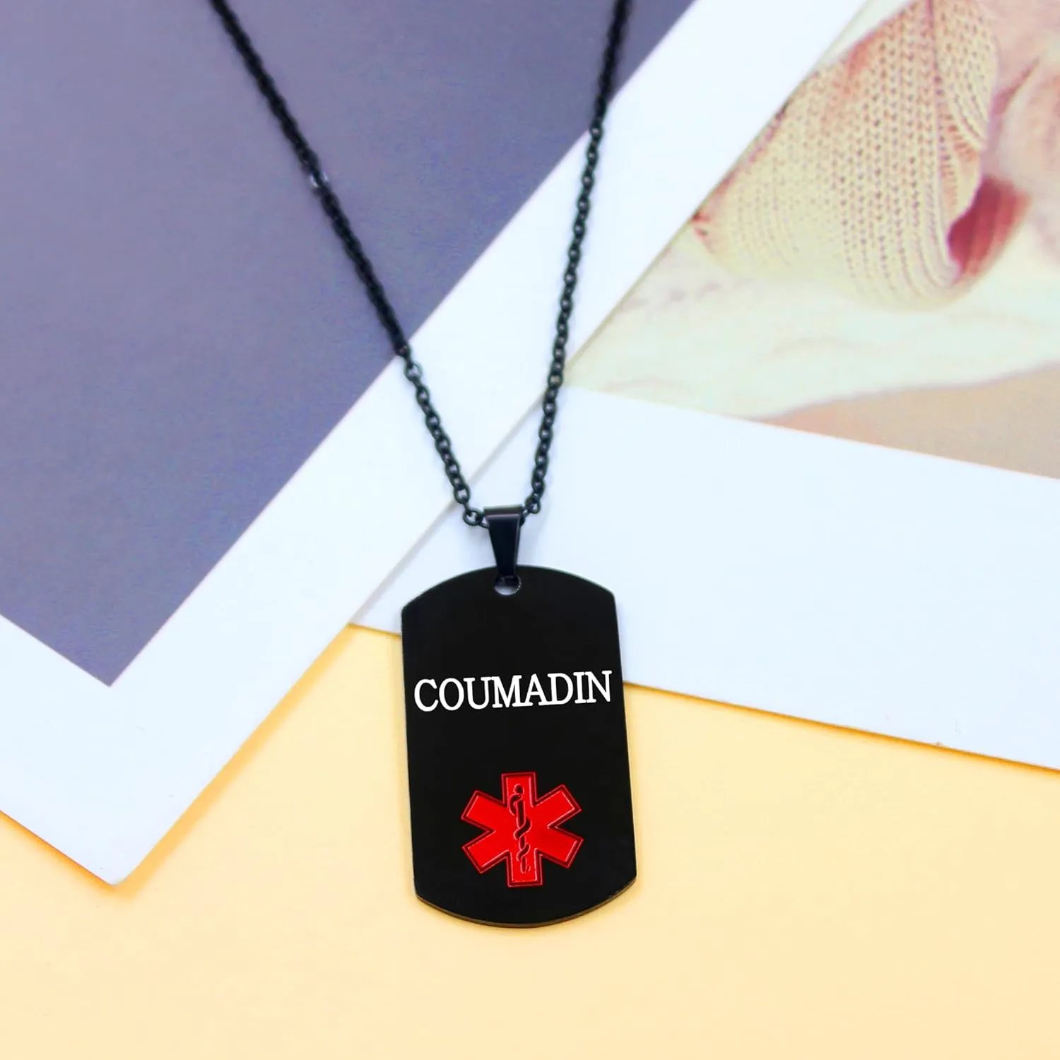 Free Engraving Medical Alert Jewelry | Medical ID Tag Necklace | Durable Personalized First Aid Necklaces | Red Health Care Medical Alert Pendant| First Responder Stainless Steel Jewelry
