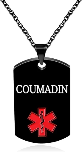 Free Engraving Medical Alert Jewelry | Medical ID Tag Necklace | Durable Personalized First Aid Necklaces | Red Health Care Medical Alert Pendant| First Responder Stainless Steel Jewelry