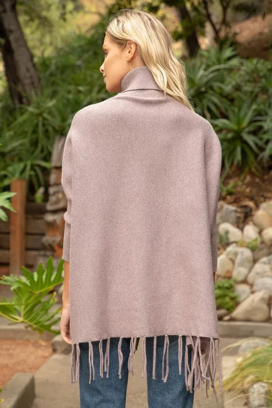 Fringe Poncho w Turtleneck