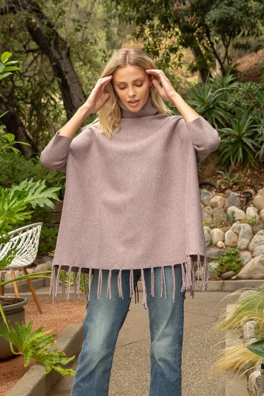 Fringe Poncho w Turtleneck