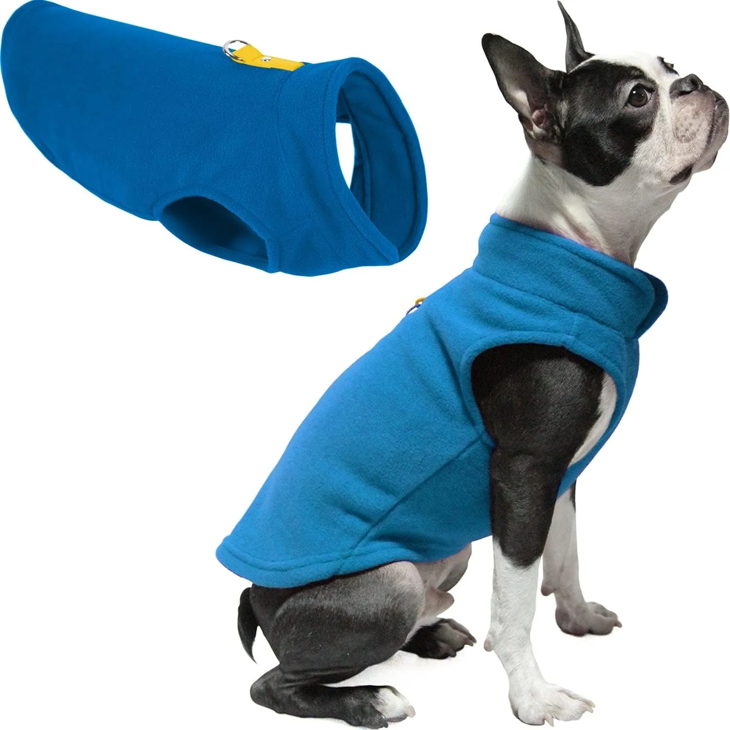 Gooby - Fleece Vest, Small Dog Pullover Fleece Jacket with Leash Ring, Deep Blue, Small