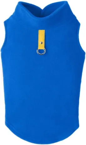 Gooby - Fleece Vest, Small Dog Pullover Fleece Jacket with Leash Ring, Deep Blue, Small