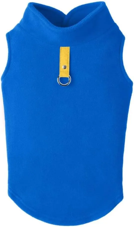 Gooby - Fleece Vest, Small Dog Pullover Fleece Jacket with Leash Ring, Deep Blue, Small