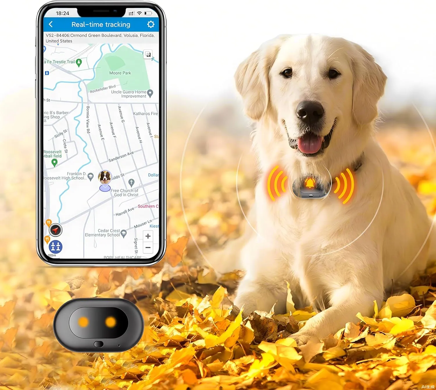 GPS 4G Tracker & Health Monitoring for Dog with LED Light Up,Sounding, Waterproof GPS Location & Smart Pet Activity Tracker, Super Long Standby time, Unlimited Range use for Dogs Collar