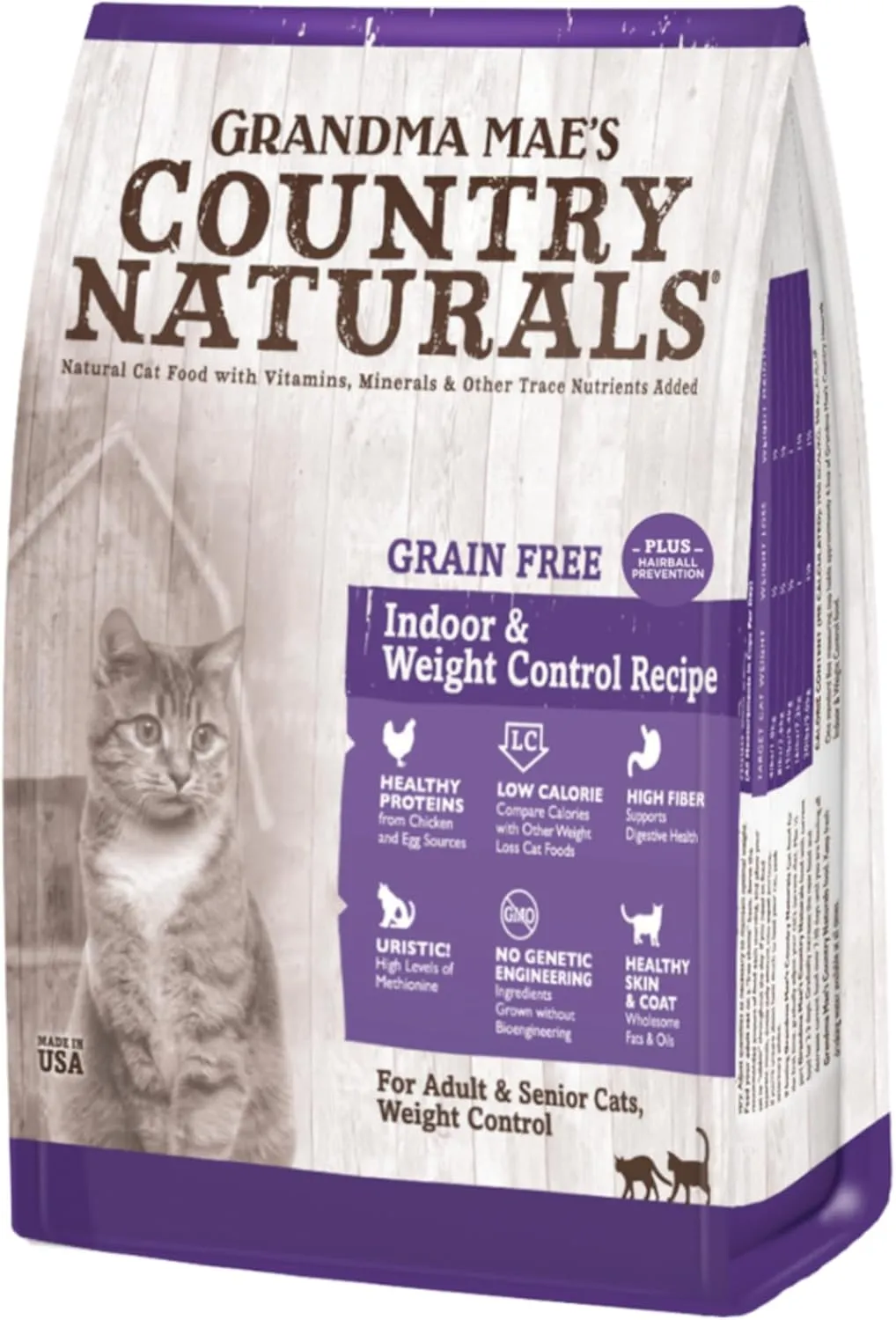 Grandma Maes Country Naturals Dry Cat Food, Grain Free Indoor & Weight Control Formula, Chicken, Slow Cooked & Nutrient Dense, Made in USA, 12 LB Bag
