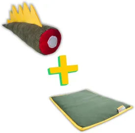 Green Set (Silvervine Cat Large Kicker Toy and Heating/Cooling Gel Pad Mat Bed for Cats and Small Medium Dog)