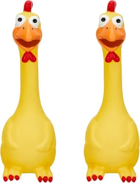 Hungdao 2 Pcs Rubber Chicken Squeaky Dog Toy 11 Inches Horse Toys Latex Reduce Separation Anxiety Screaming Chicken Toy for Small, Medium or Large Horse Pet (Yellow)