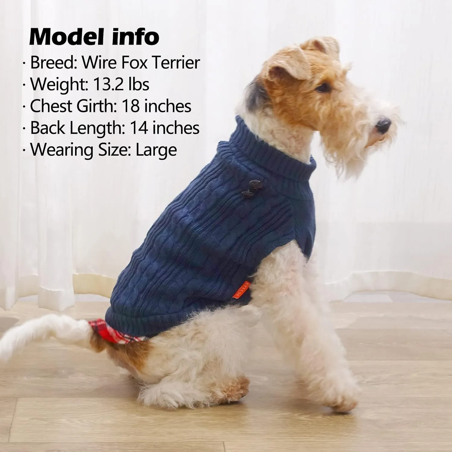 KYEESE Soft Dog Sweater for Small Dogs Male - Turtleneck Coat Pullover With Gingham Patchwork Knit - Warm Puppy Clothes