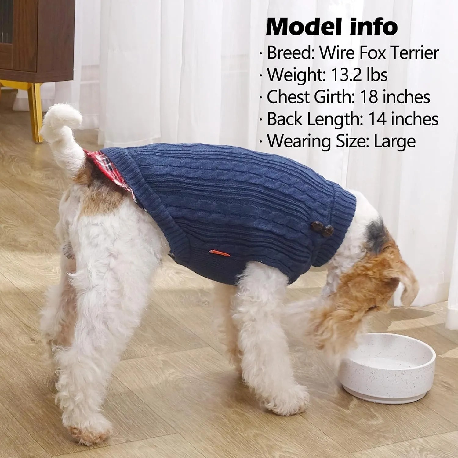 KYEESE Soft Dog Sweater for Small Dogs Male - Turtleneck Coat Pullover With Gingham Patchwork Knit - Warm Puppy Clothes
