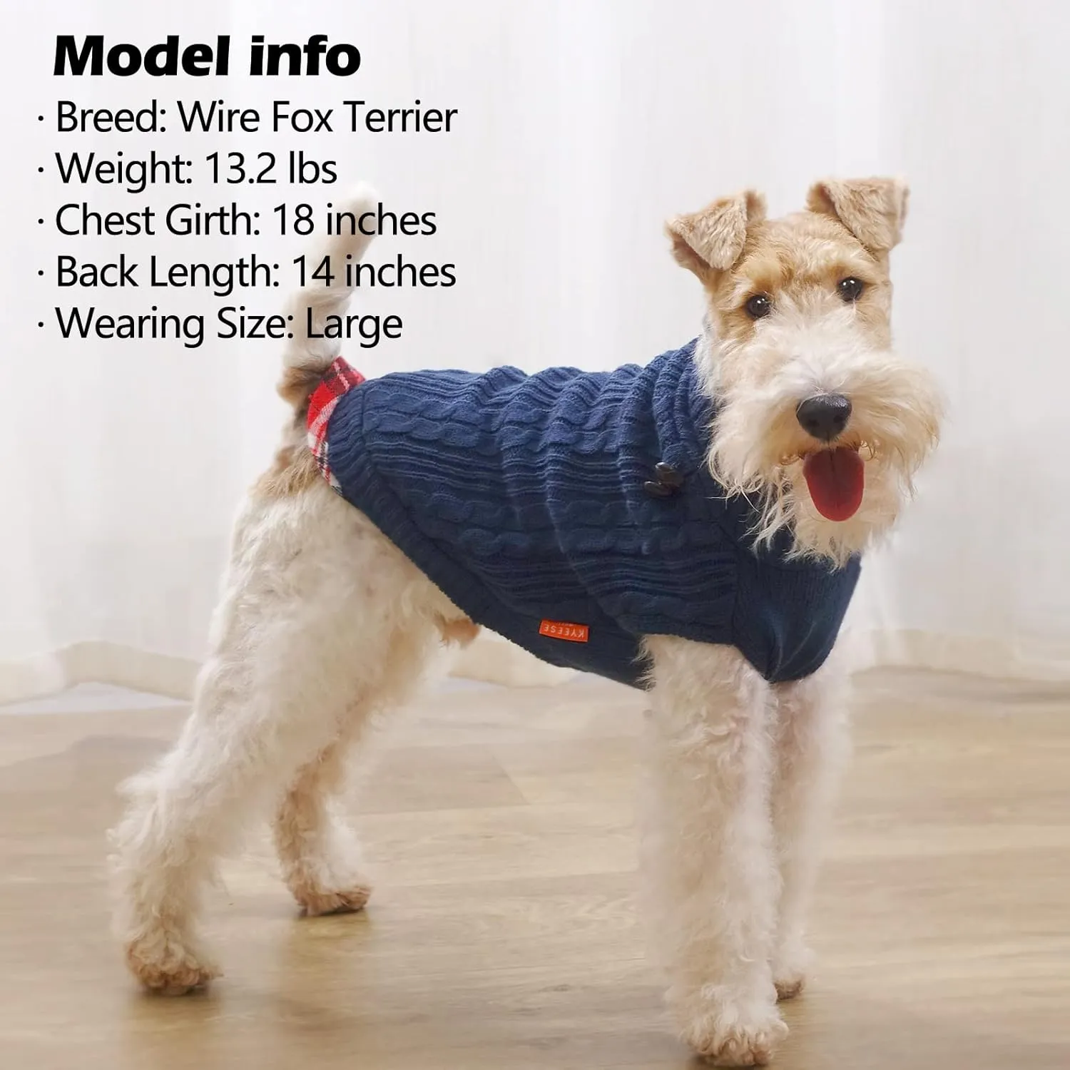 KYEESE Soft Dog Sweater for Small Dogs Male - Turtleneck Coat Pullover With Gingham Patchwork Knit - Warm Puppy Clothes