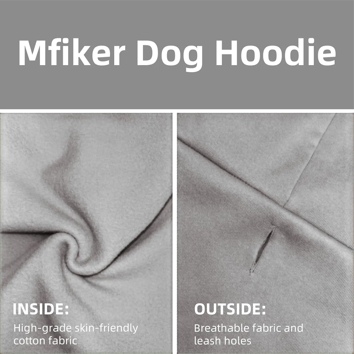 Large Dog Hoodie Sweater with Leash Hole and Pocket, Fleece Lined Hooded Large Dog Sweatshirt, Soft Warm Winter Clothes for Medium Large Dogs & Cats (Grey Dog Hoodie, L)