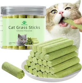 Meowly 110g Cat Grass Sticks for Cat, Cat Grass Sticks, Natural Dried Cat Grass Teething Stick Snacks for Cats, Edible Cat Chew Toys for Teeth Cleaning and Hairball Removal
