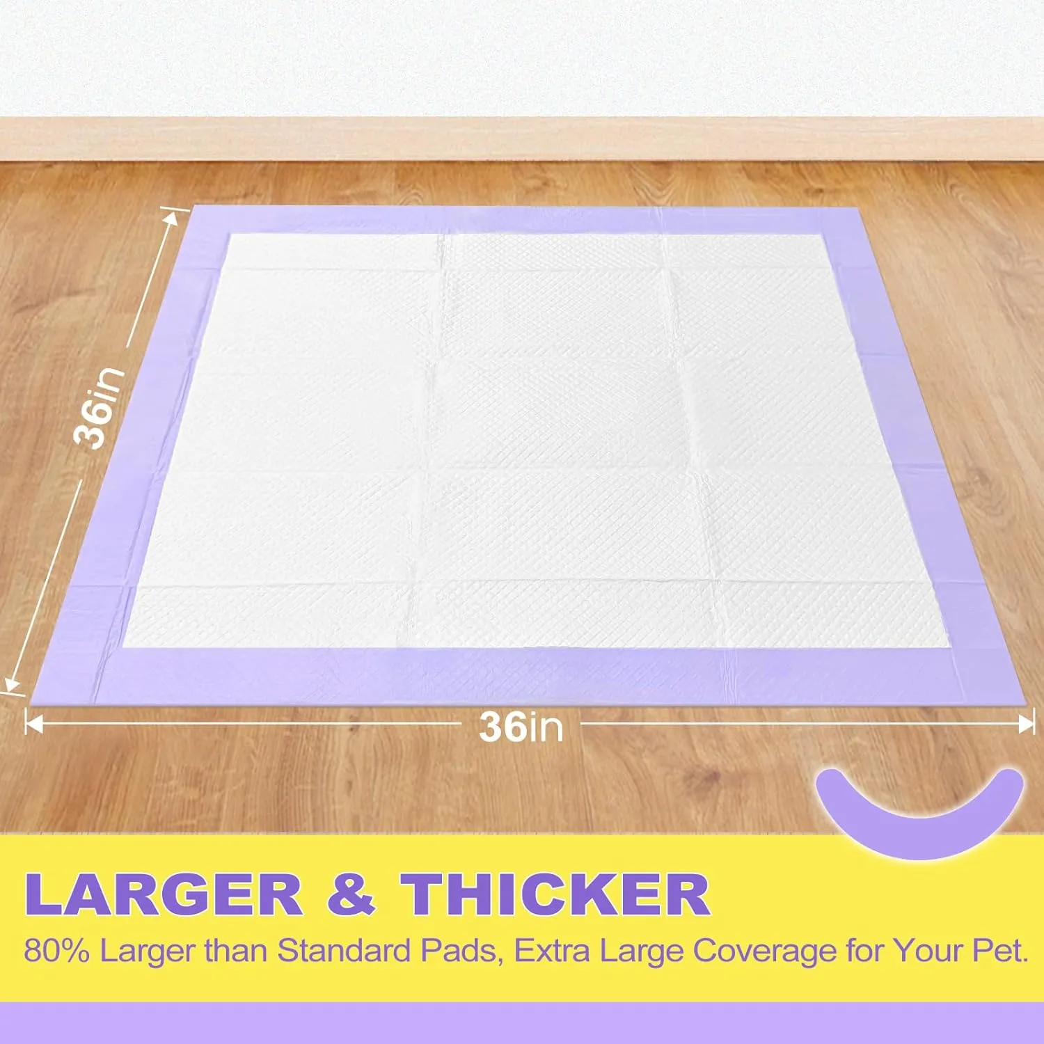 MIZOK Dog Pee Pads 36x36 Lavender Scented, Dog Pads Extra Large Odor Control Pee Pads for Dogs, Puppy Pads Ultra Absorbent Up to 11 Cups 6 Layers Leak-Proof Purple (30 Counts)