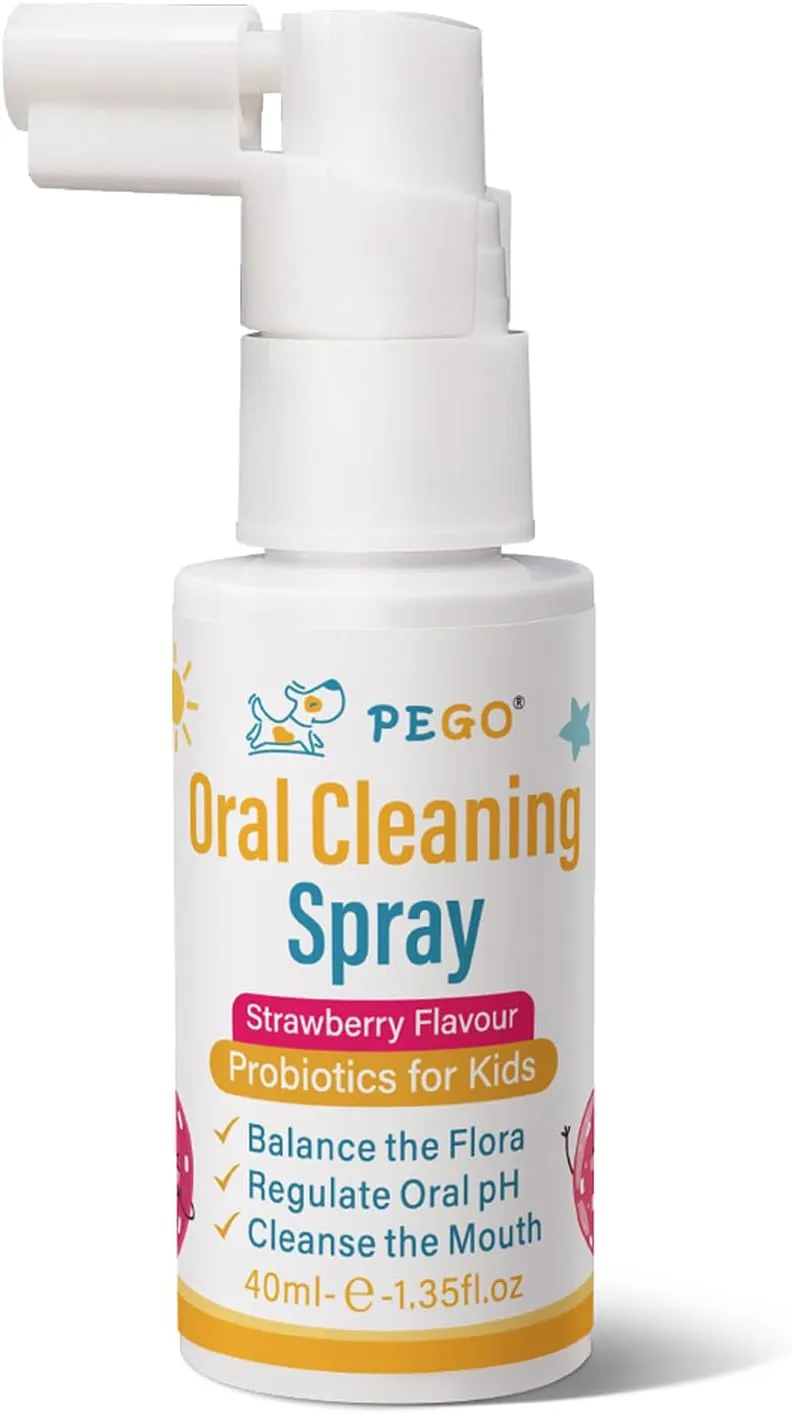 PEGO Kids Oral Spray, Toddler Toothpaste Helper for Cavity Prevention and Fresh Breath, Children Anticavity with Fluoride Free for Newborn to Preschoolers, Kid's Mouth Spray (40ml*1/Pcs)