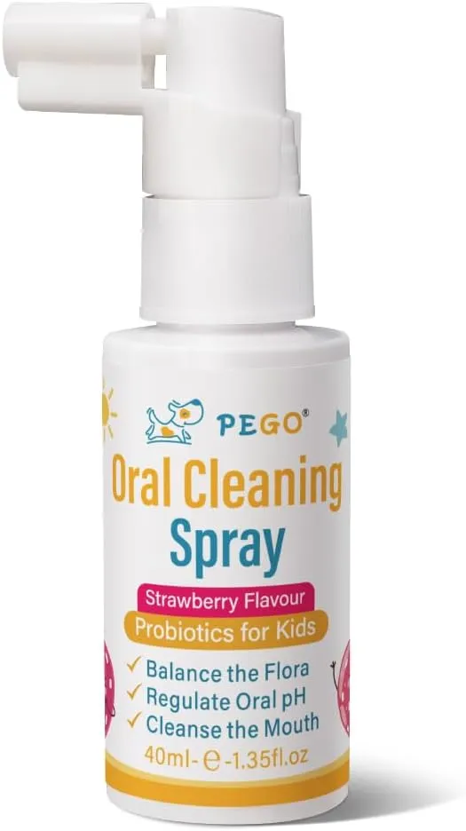 PEGO Kids Oral Spray, Toddler Toothpaste Helper for Cavity Prevention and Fresh Breath, Children Anticavity with Fluoride Free for Newborn to Preschoolers, Kid's Mouth Spray (40ml*1/Pcs)