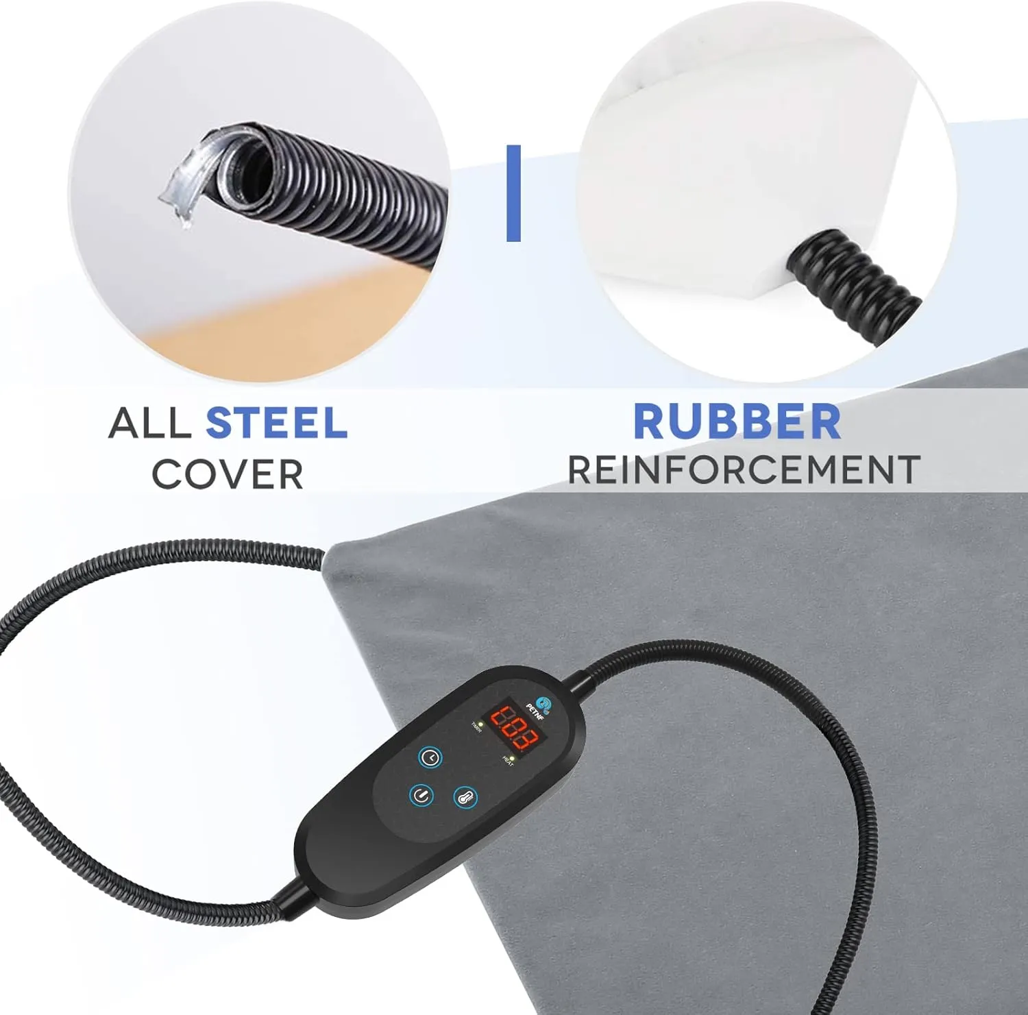 Pet's Best Temperature Adjustable Dog & Cat Heating Pad with Timer - Indoor, Waterproof, Electric Heated Bed Mat