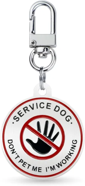 Service Dog ID Tag for Small & Large Dogs - Emotional Support ESA Medical Alert Collar Accessory - Durable Stainless Steel Service Animal Tag - Don't Pet Me Service Tag in Silver Small