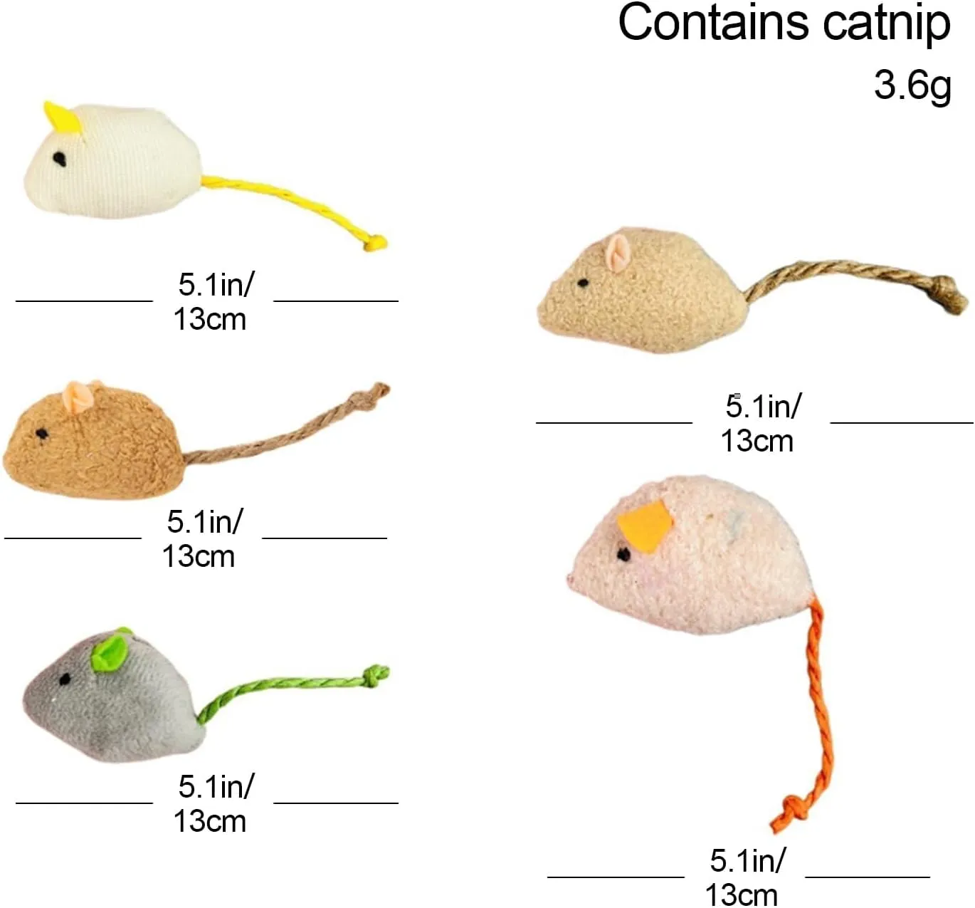 Shudyear cat Toys 5pcs Mouse Toys, Interactive Catnip Animal Toys for Indoor Kittens to Eliminate Boredom for Bored Indoor Cats (10pc)