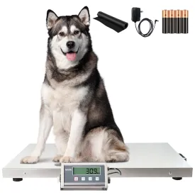 SIKE Professional Veterinary Floor Scale 660 lb300kg x 0.1kg 36" x 22" Platform, Stainless Steel, Heavy Duty, Powered by 4 x AAA Batteries or AC Adapter, Digital Pet Scale