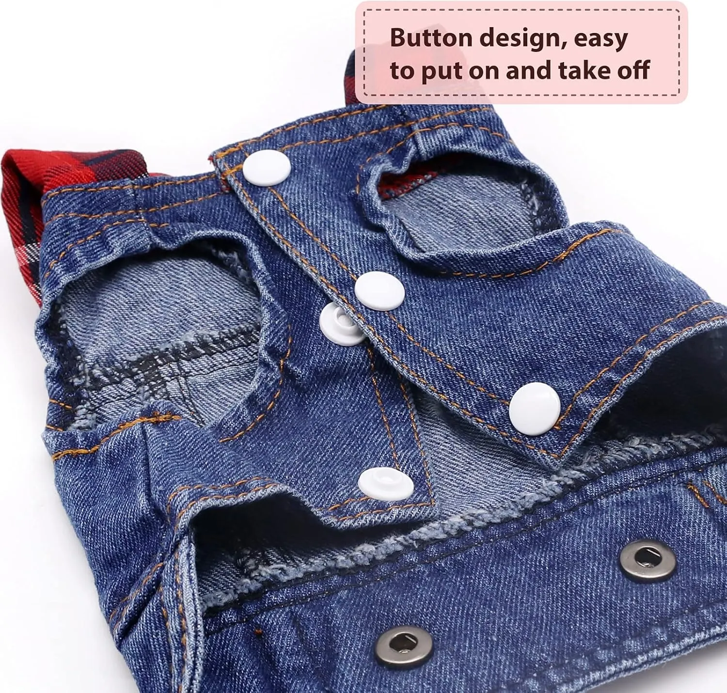 SILD Pet Clothes Dog Jeans Jacket Cool Blue Denim Coat Small Medium Dogs Lapel Vests Classic Hoodies Puppy Blue Vintage Washed Clothes (Plaid Hat,M)