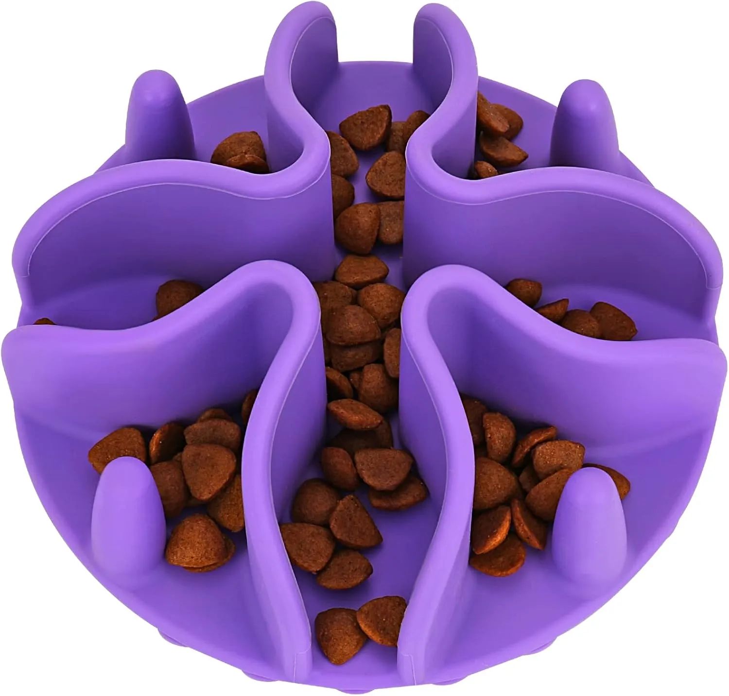 Slow Feeder Dog Bowl Insert,Doweiss Silicone Slow Feeder for Dog Cat Puppy Pet with Stong Suction Cups for Dog Bowls Slow Eating Bowls (Small, Purple)