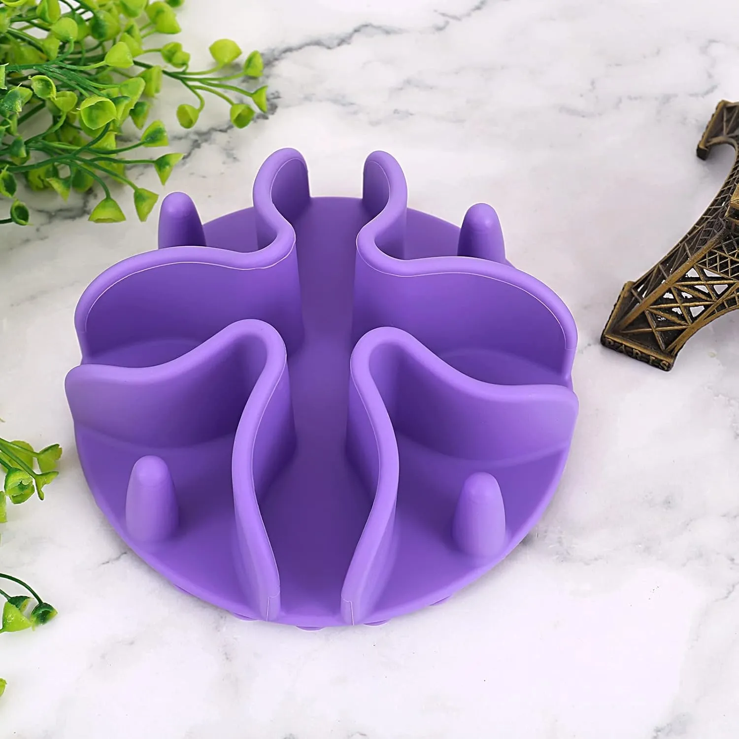 Slow Feeder Dog Bowl Insert,Doweiss Silicone Slow Feeder for Dog Cat Puppy Pet with Stong Suction Cups for Dog Bowls Slow Eating Bowls (Small, Purple)