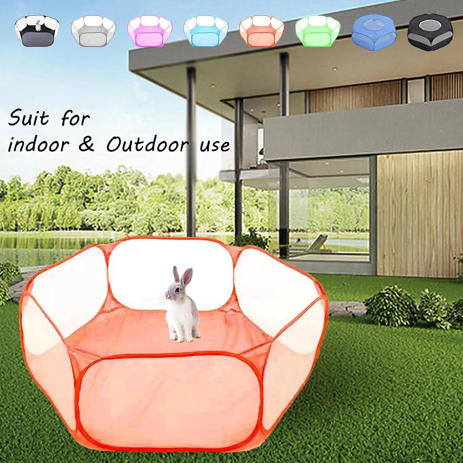 Small Animals Playpen, Portable Pop-up Open Interactive Pet Tent, Indoor Outdoor Fence for Rabbits, Guinea Pig, Hamster, Chinchillas, Kittens, Puppies