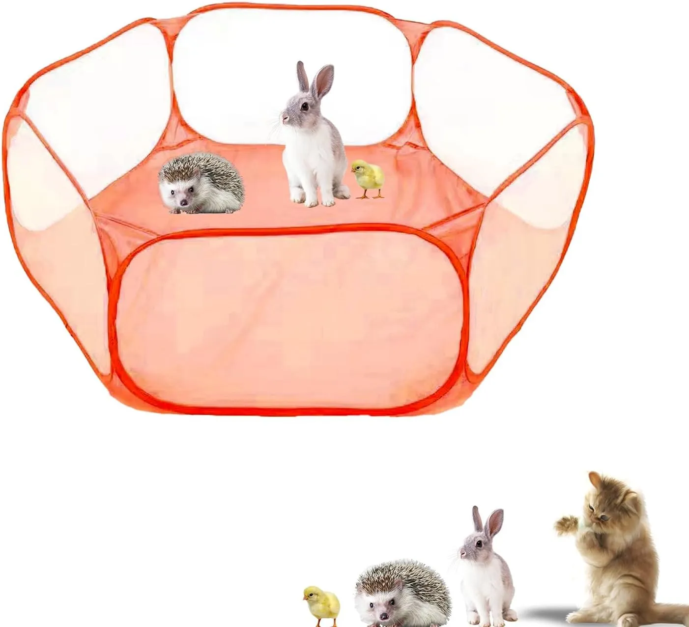 Small Animals Playpen, Portable Pop-up Open Interactive Pet Tent, Indoor Outdoor Fence for Rabbits, Guinea Pig, Hamster, Chinchillas, Kittens, Puppies