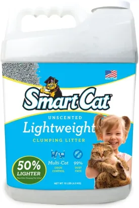 SmartCat Lightweight Clumping Litter, 10 Pound (160oz 1 Pack) - Unscented and Lightweight