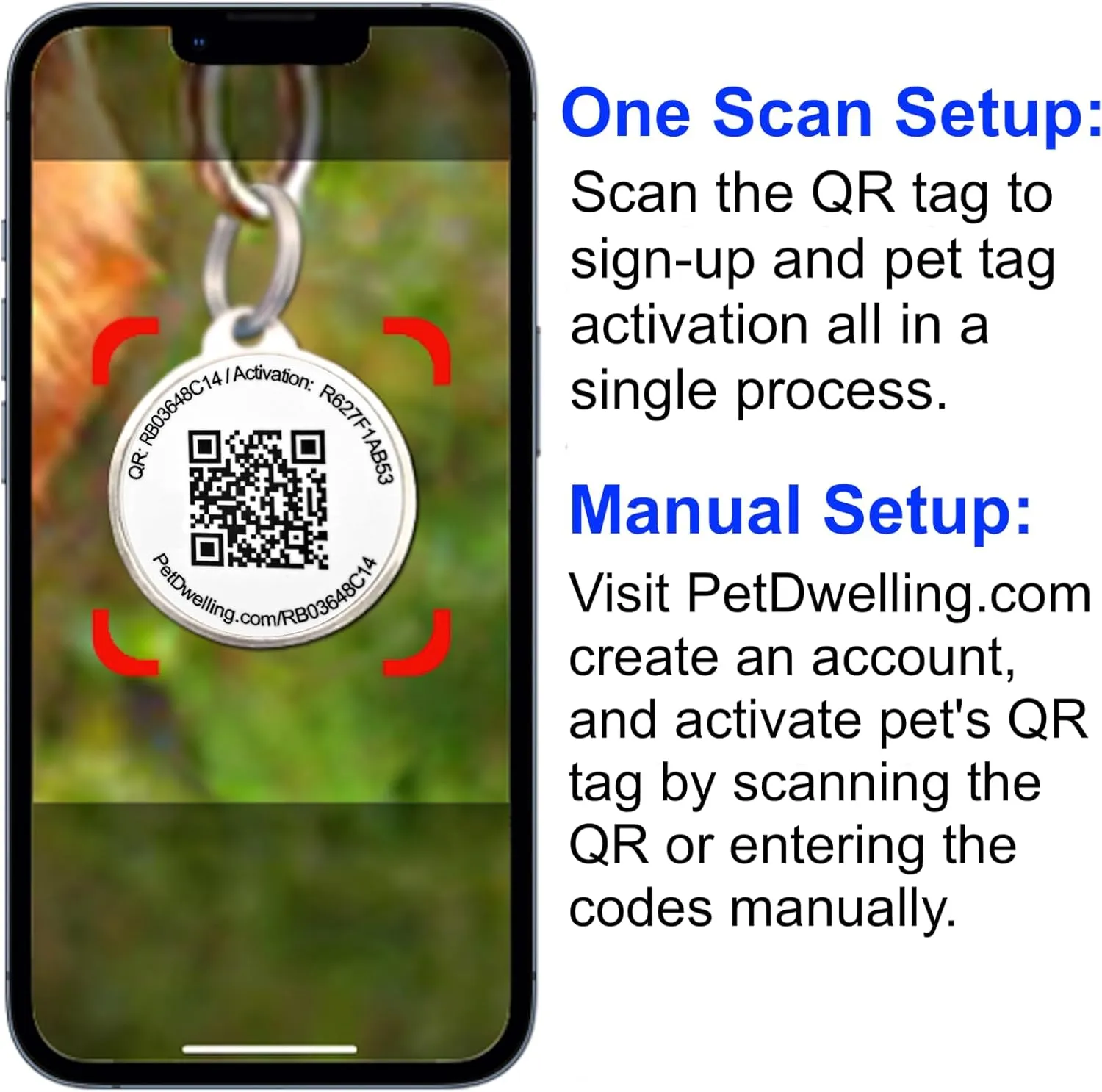 Ultra Lightweight Pet ID Tag for Small Dogs & Cats  Online Pet Profile, Instant Profile Access, & Scan Location Alerts (Square Black)