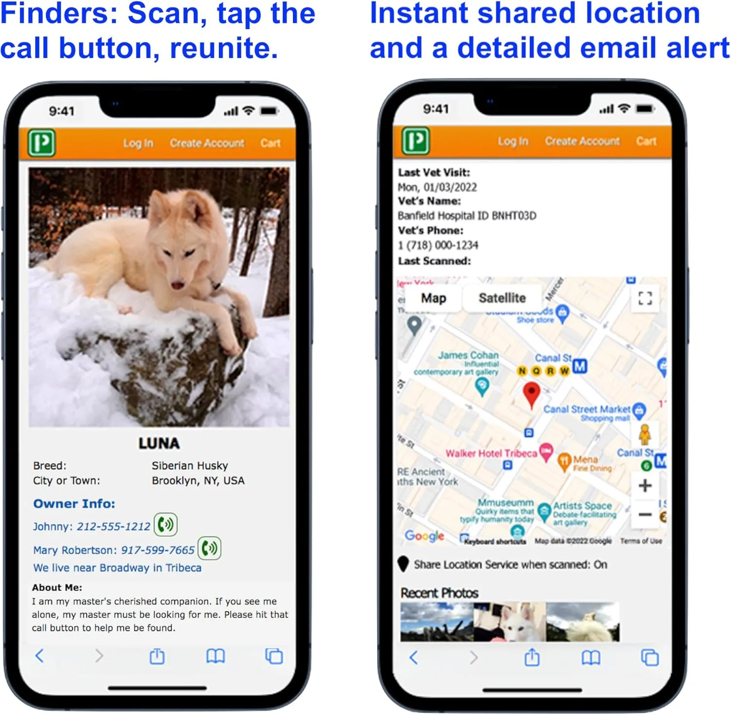 Ultra Lightweight Pet ID Tag for Small Dogs & Cats  Online Pet Profile, Instant Profile Access, & Scan Location Alerts (Square Black)