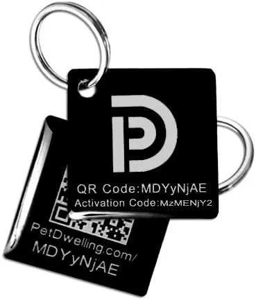 Ultra Lightweight Pet ID Tag for Small Dogs & Cats  Online Pet Profile, Instant Profile Access, & Scan Location Alerts (Square Black)