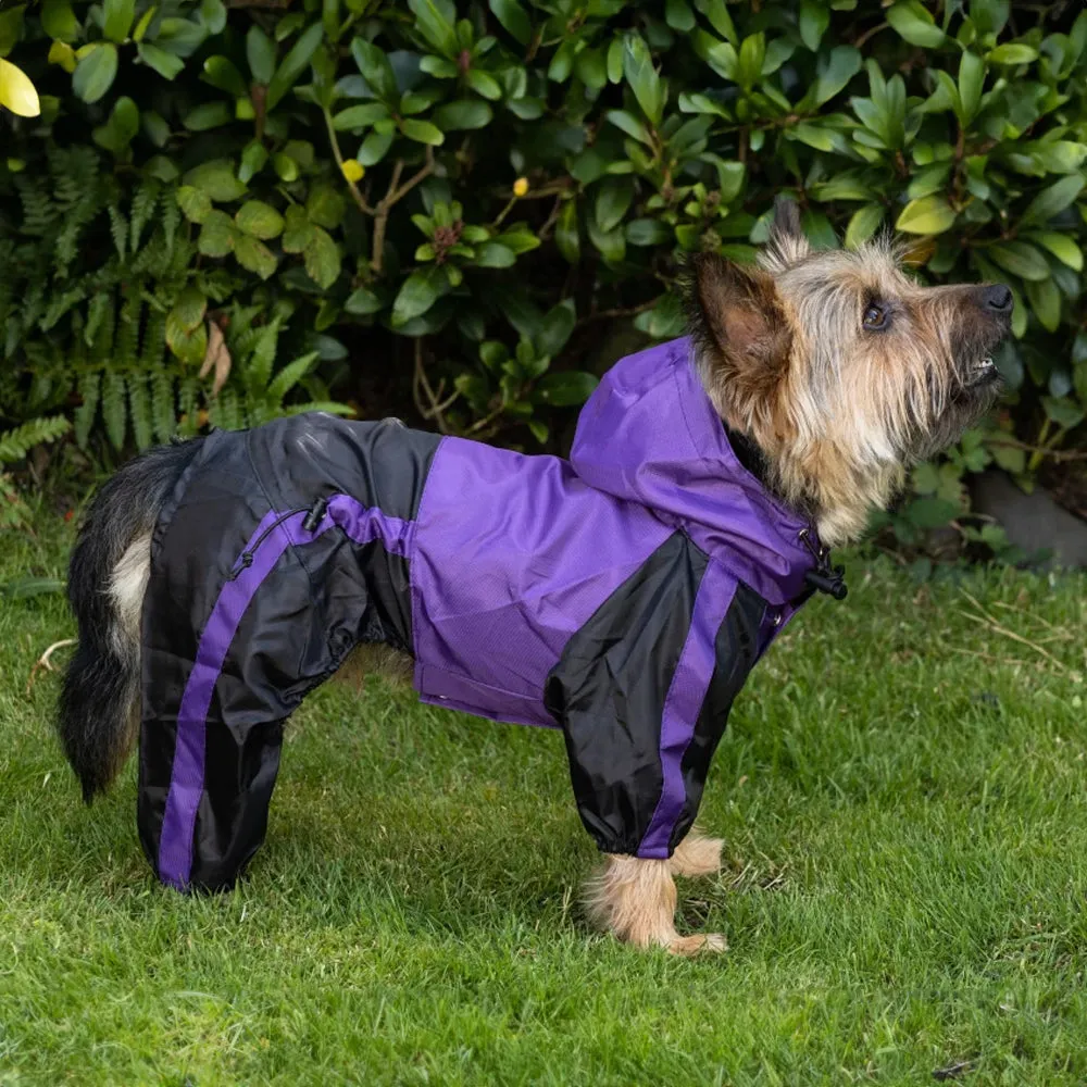 Waterproof Dog Coat with legs in Purple Black